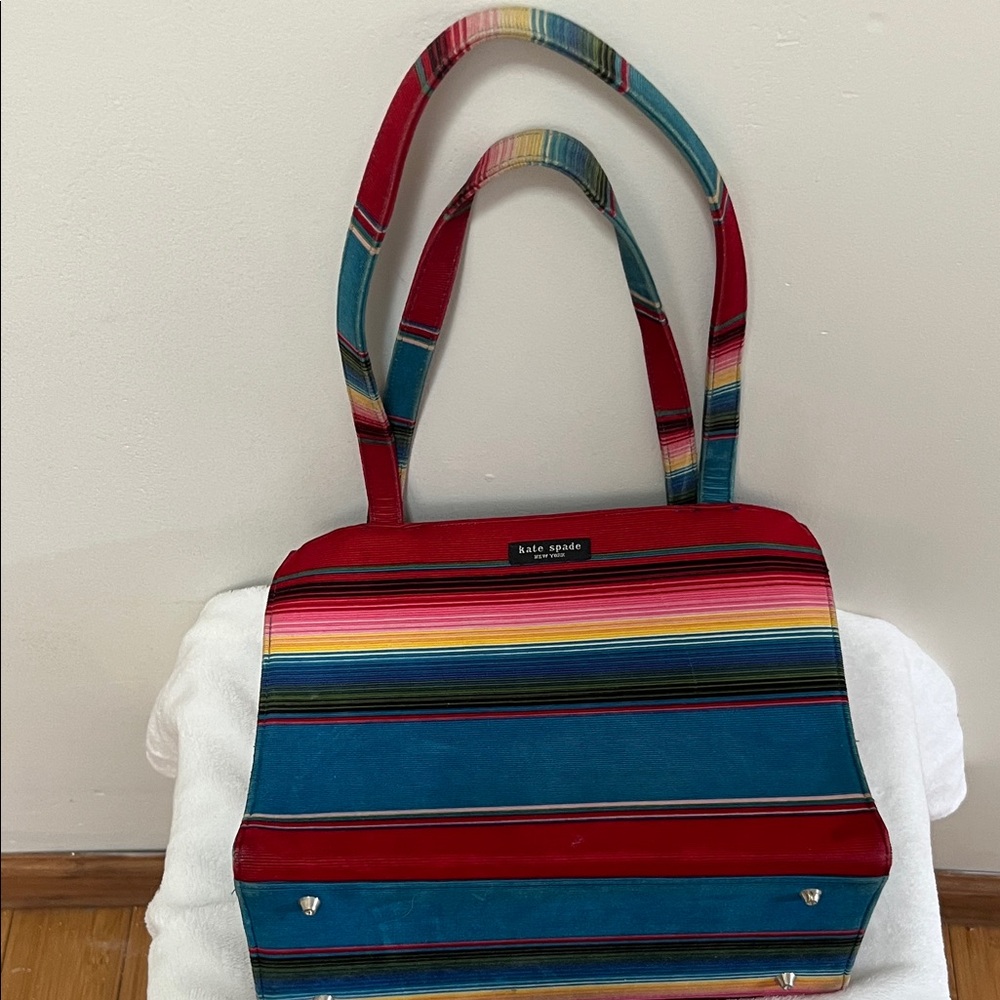 Kate Spade Red and Blue Striped Tote